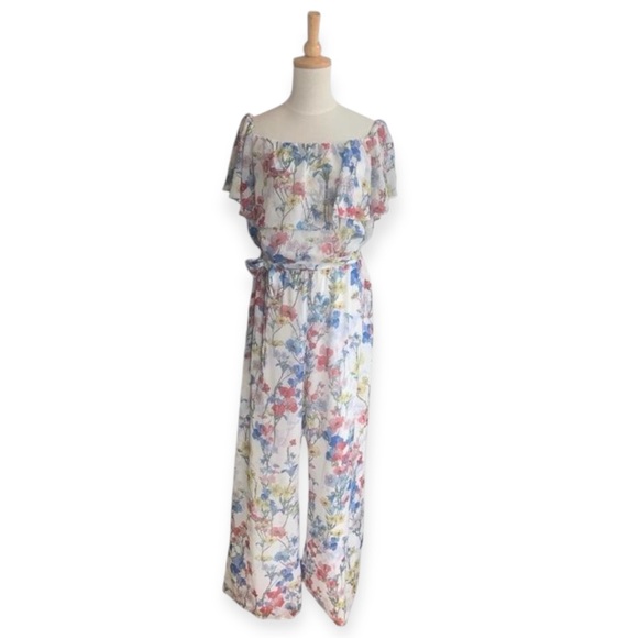 Off Shoulder Floral Jumpsuit - Picture 3 of 5